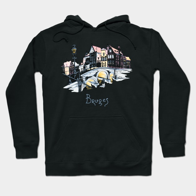 Scenic city view of Bruges canal with beautiful houses Hoodie by kavalenkava